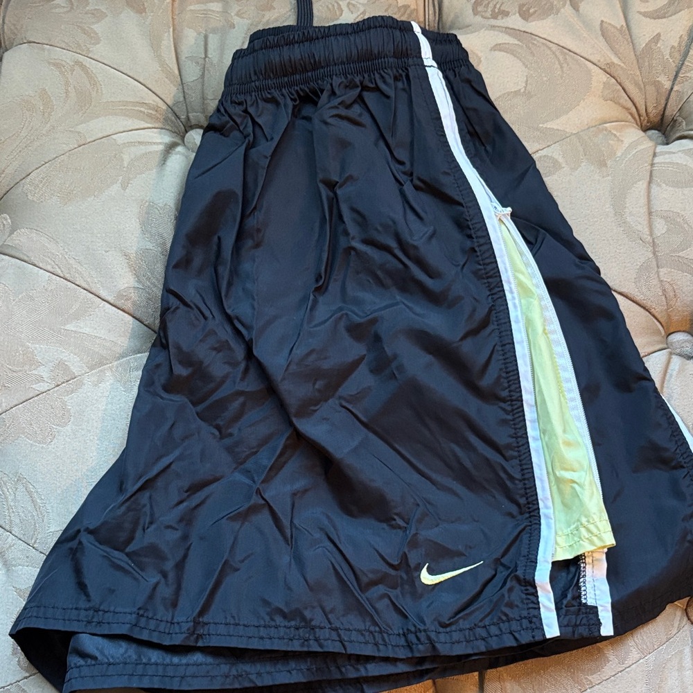 Nike Black Shorts with Yellow and White Stripes